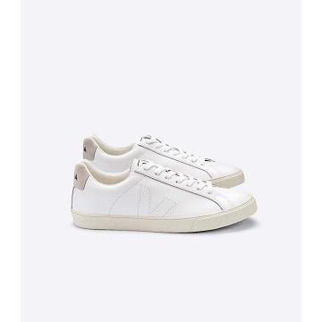 White/Beige Women's Veja ESPLAR LEATHER Sneakers | AU 621HAP